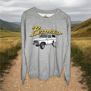 Ford Bronco Gray Unisex Long Sleeve Old School Graphic Retro Sweatshirt S NWOT